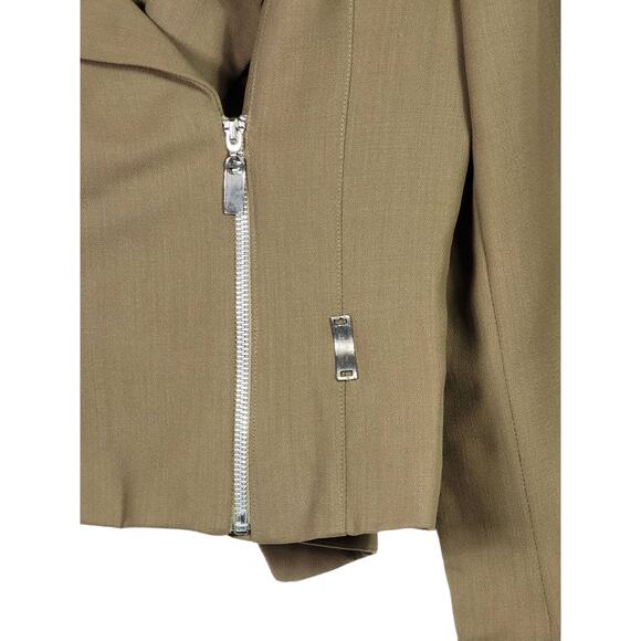 Alberto Makali Wool Jacket 10 Wool Cropped Moss Green Asymmetrical Reg. S325 - Picture 2 of 7